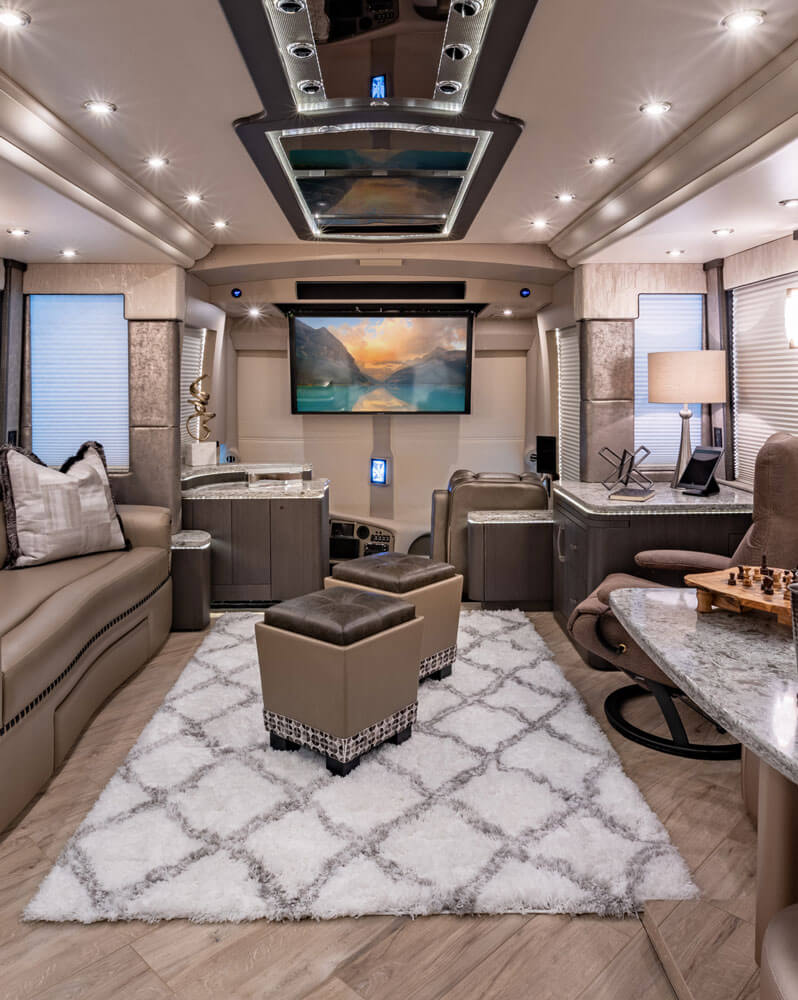 prevost tour bus interior